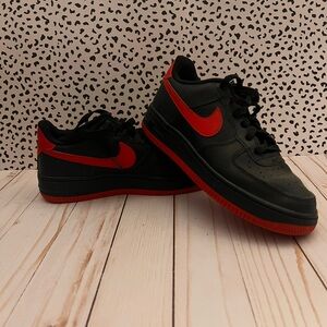 Boys Nike Air Force 1 Black and Red Sneakers